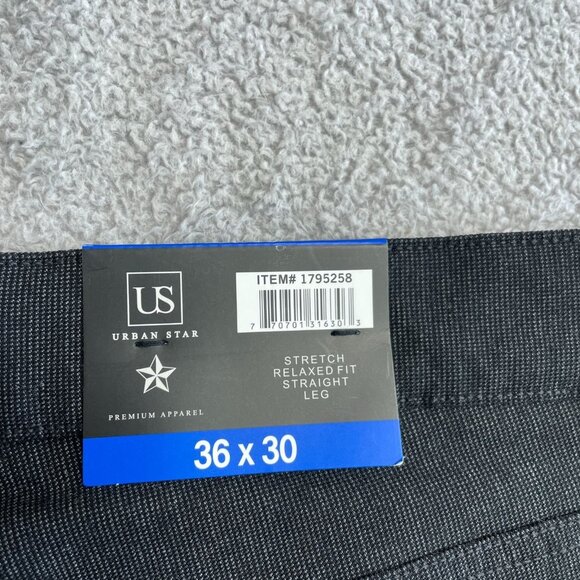 NEW Urban Star Men's Size 36x30 5 Pocket Black Stretch  Straight Leg Pants - Picture 6 of 11